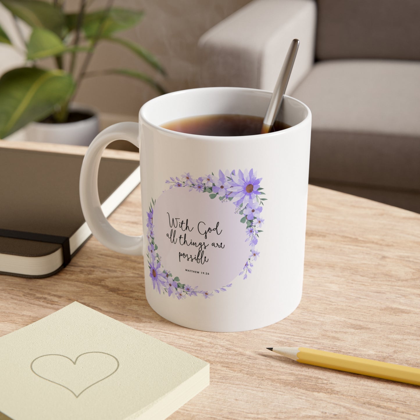 Inspirational Floral Mug - "With God All Things Are Possible" - Perfect Gift for Faith and Encouragement