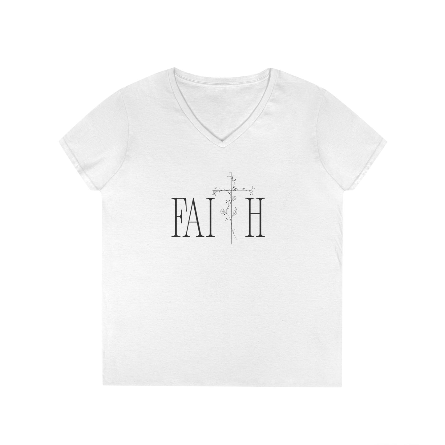Women's Faith V-Neck T-Shirt - Inspirational Graphic Tee for Everyday Wear