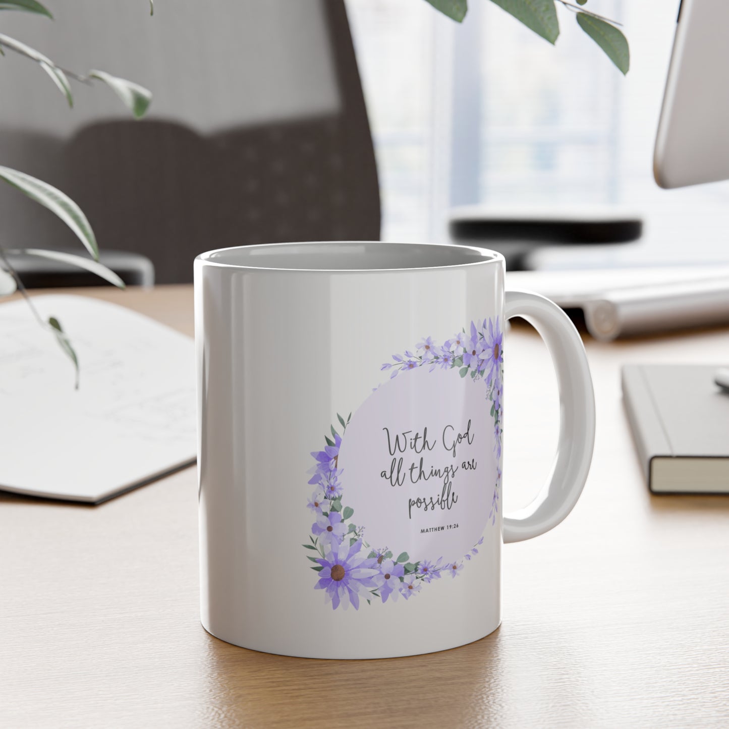 Inspirational Floral Mug - "With God All Things Are Possible" - Perfect Gift for Faith and Encouragement
