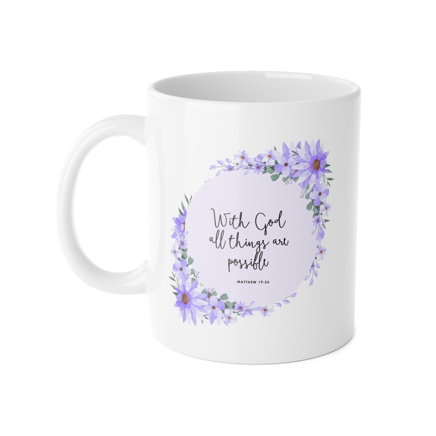 Inspirational Floral Mug - "With God All Things Are Possible" - Perfect Gift for Faith and Encouragement
