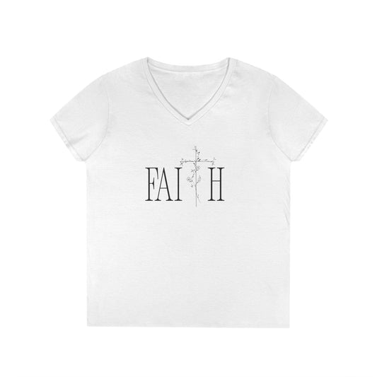 Women's Faith V-Neck T-Shirt - Inspirational Graphic Tee for Everyday Wear