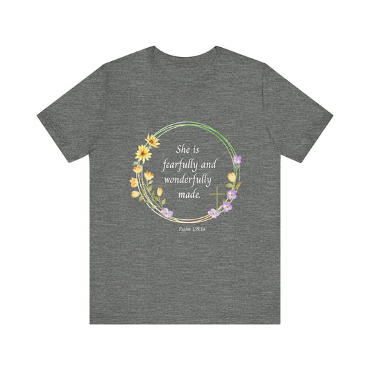 Fearfully and Wonderfully Made Floral T-Shirt | Unisex Inspirational Tee