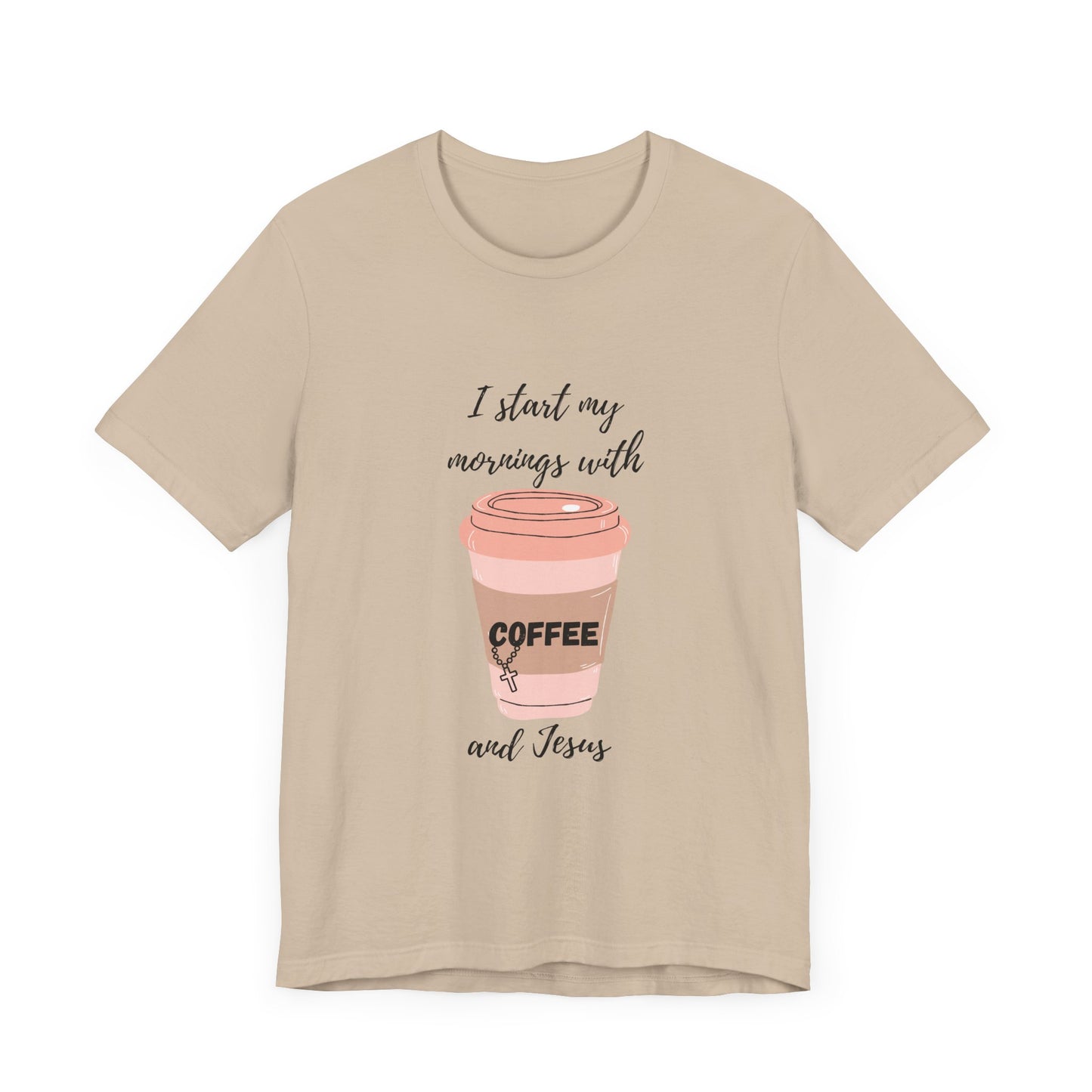 Coffee Lovers Unisex Jersey Tee - "I Start My Mornings with Coffee and Jess"