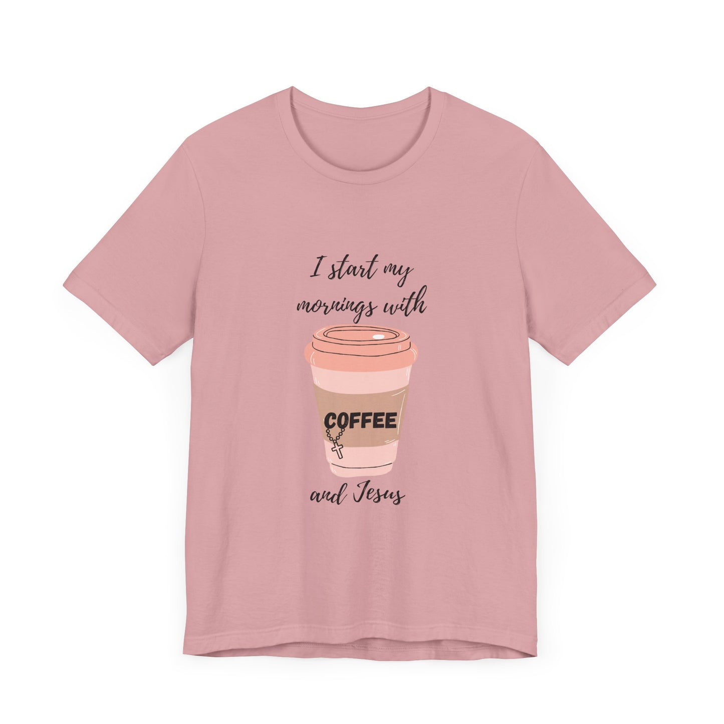 Coffee Lovers Unisex Jersey Tee - "I Start My Mornings with Coffee and Jess"