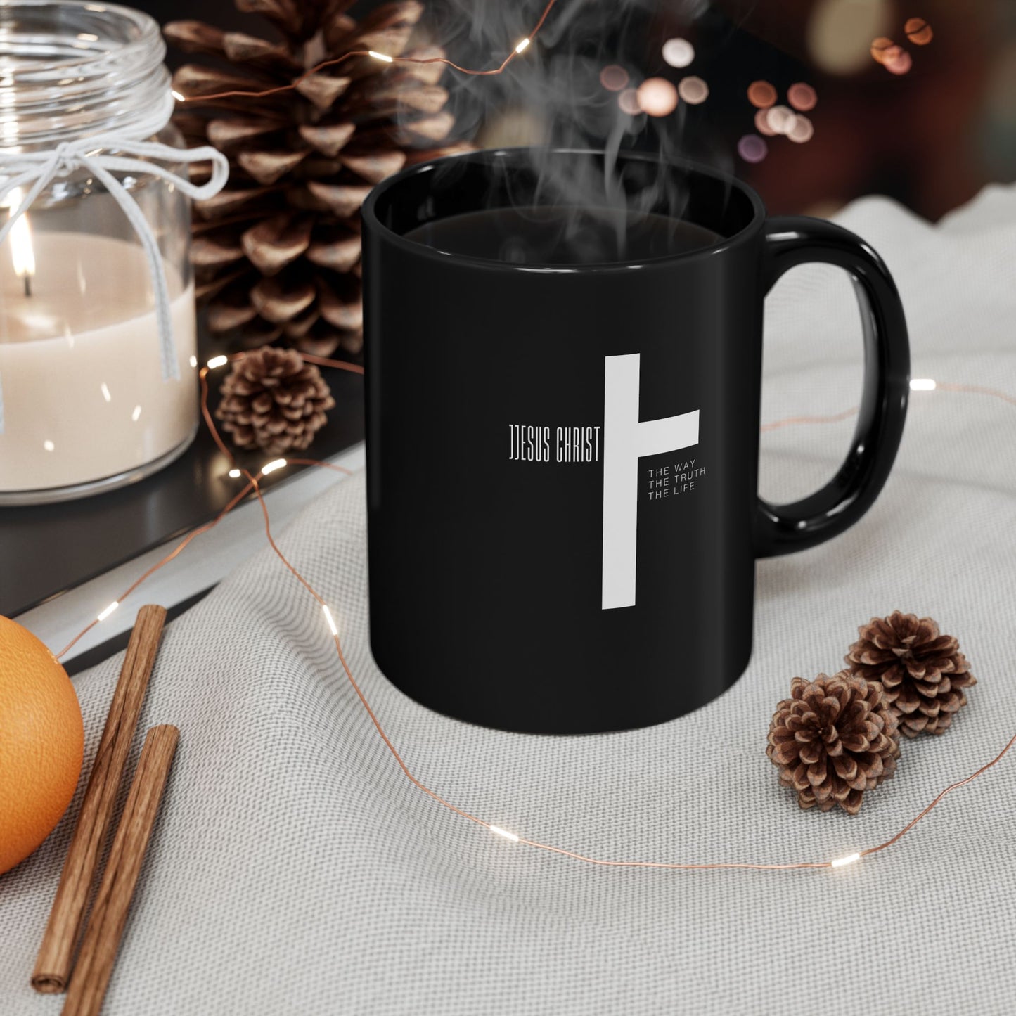Inspirational Black Mug - Jesus Christ | The Way, The Truth, The Life - 11oz & 15oz