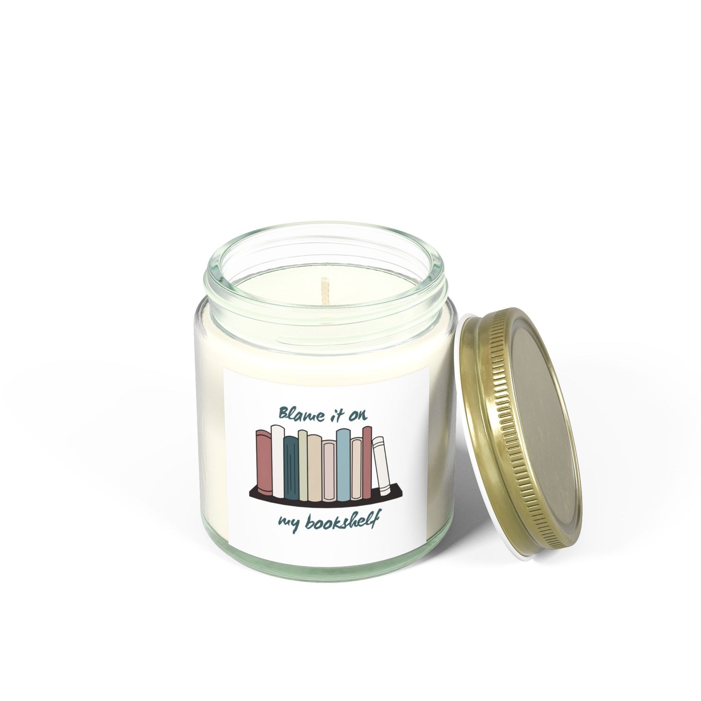 Literary Scented Candle - Coconut Apricot Wax, "Blame it on my Bookshelf" - Cozy Gift for Book Lovers