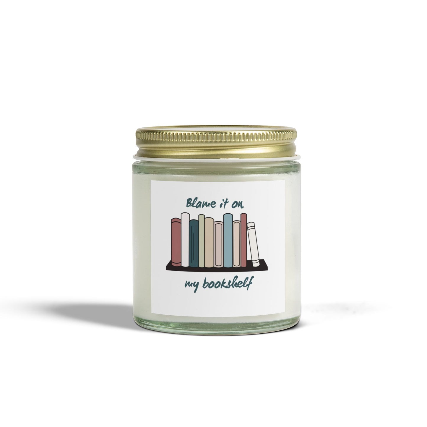 Literary Scented Candle - Coconut Apricot Wax, "Blame it on my Bookshelf" - Cozy Gift for Book Lovers