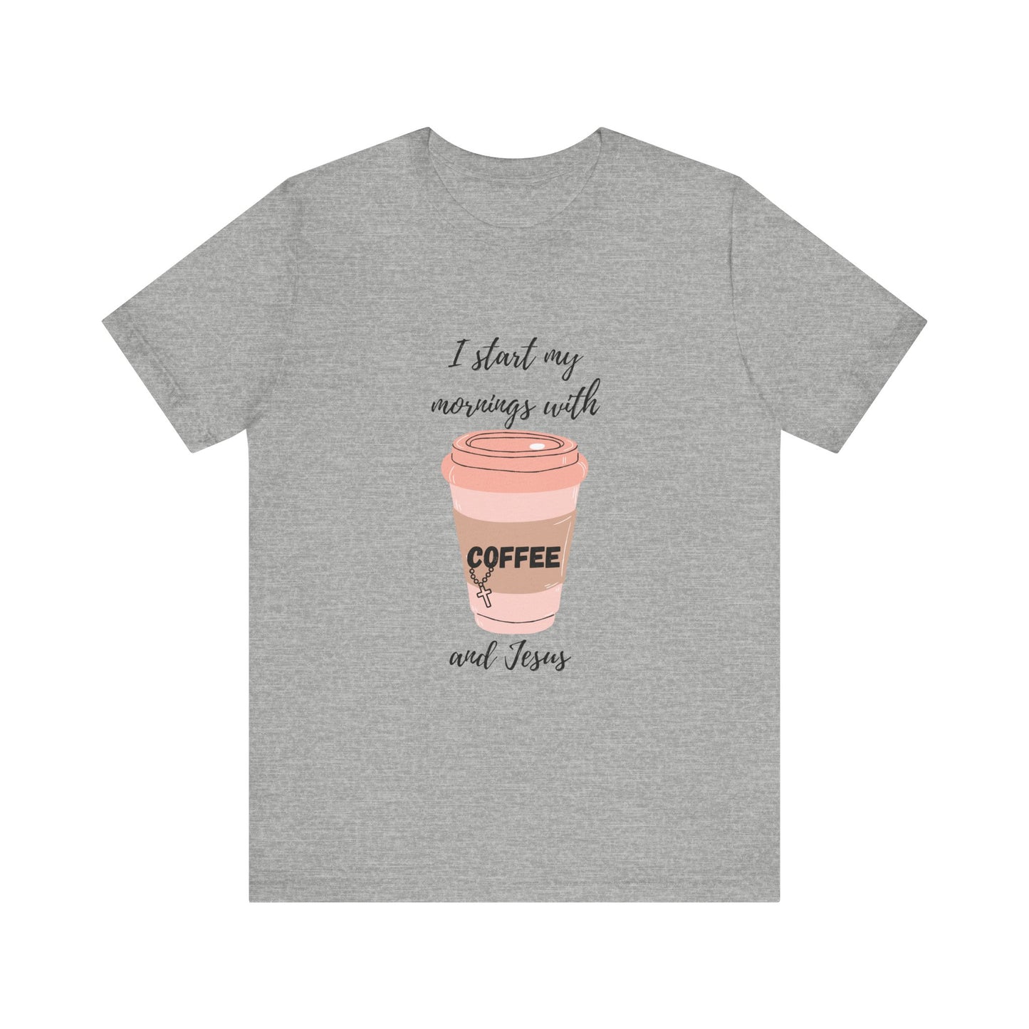 Coffee Lovers Unisex Jersey Tee - "I Start My Mornings with Coffee and Jess"