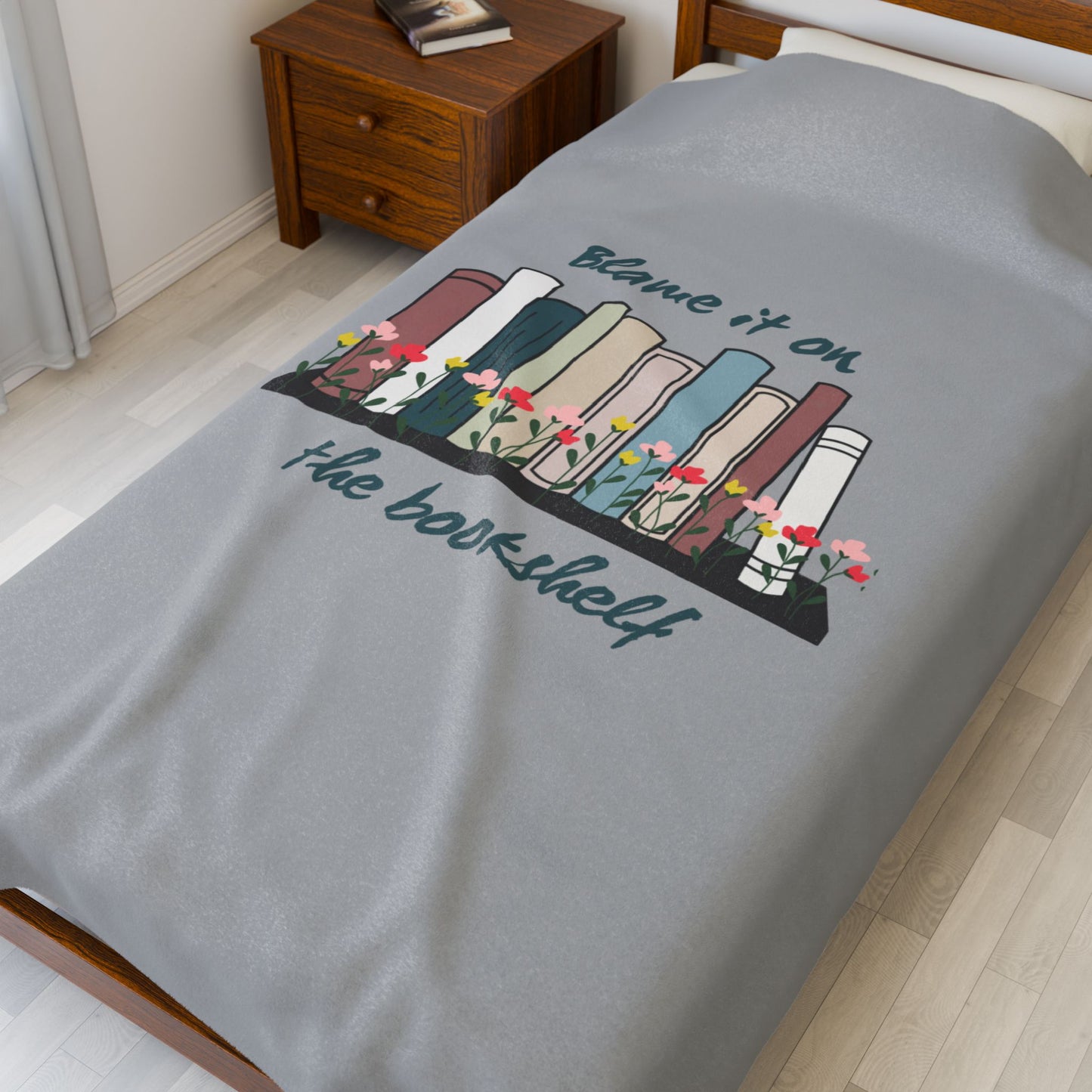 "Blame it on the Bookshelf" Velveteen Blanket