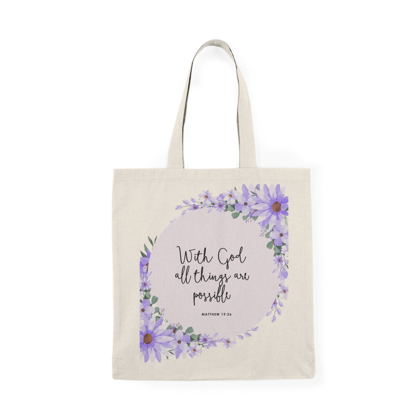 Inspirational Floral Tote Bag - "With God All Things Are Possible"