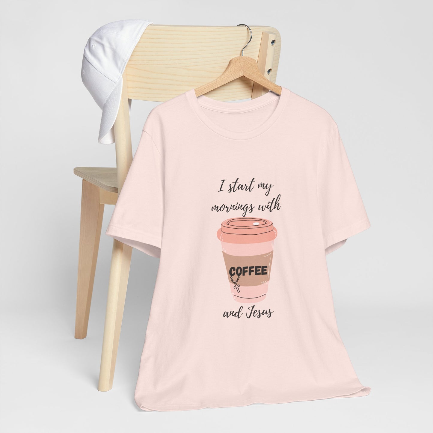 Coffee Lovers Unisex Jersey Tee - "I Start My Mornings with Coffee and Jess"