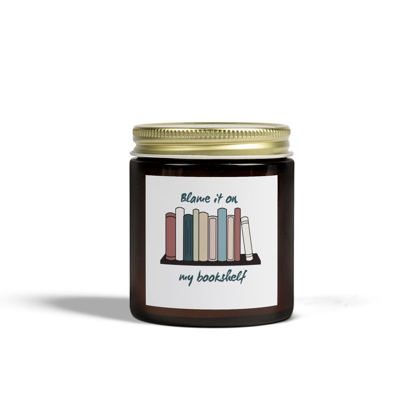 Literary Scented Candle - Coconut Apricot Wax, "Blame it on my Bookshelf" - Cozy Gift for Book Lovers